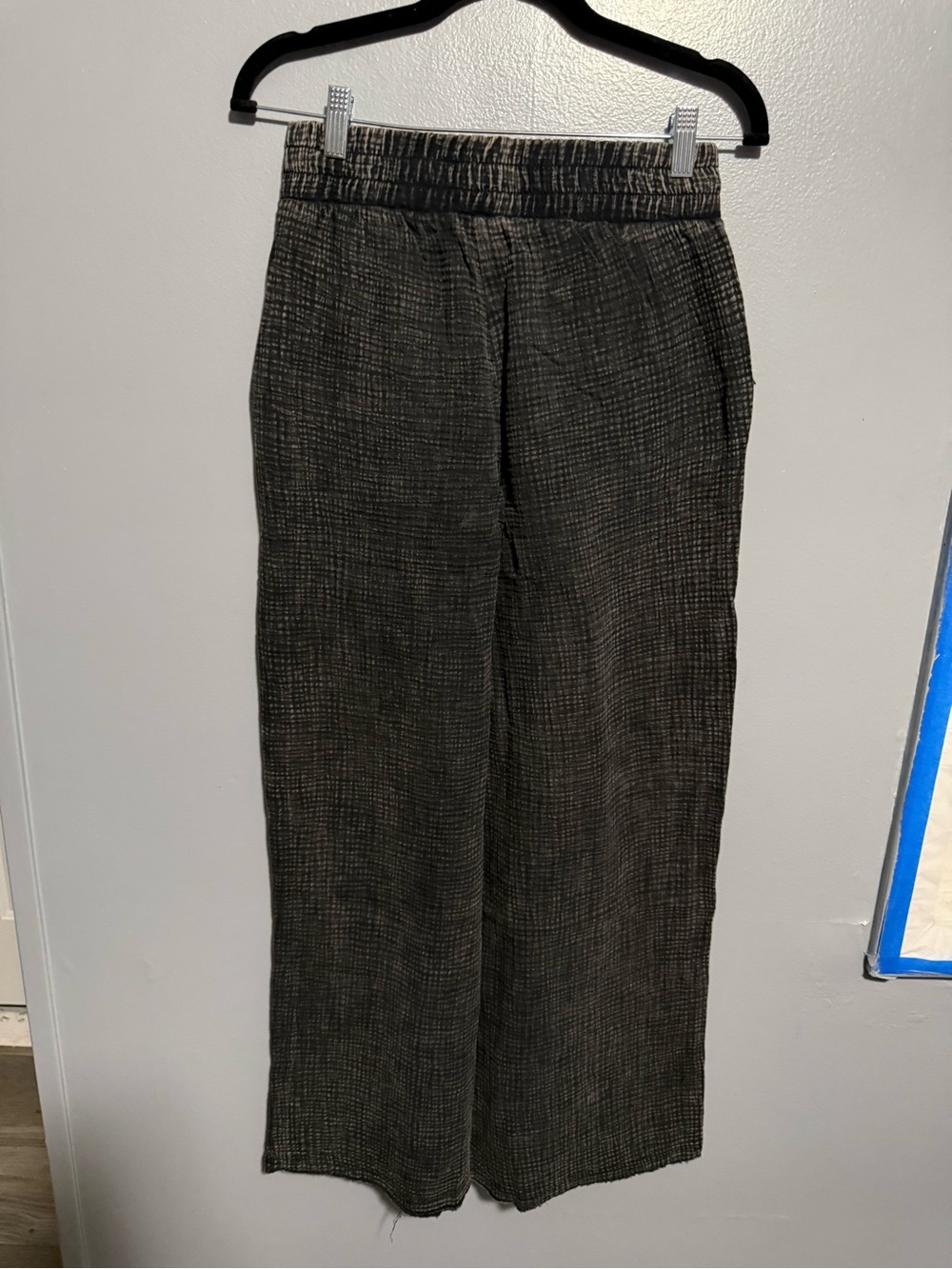 Zenana Acid Wash Ash Black Cotton Gauze Wide Leg Pants - Picture 3 of 3
